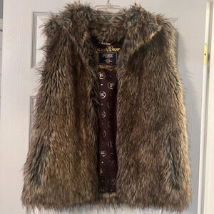 Victorias Secret Pink Faux Fur Vest With Faux Leather Sides Size Large Rare